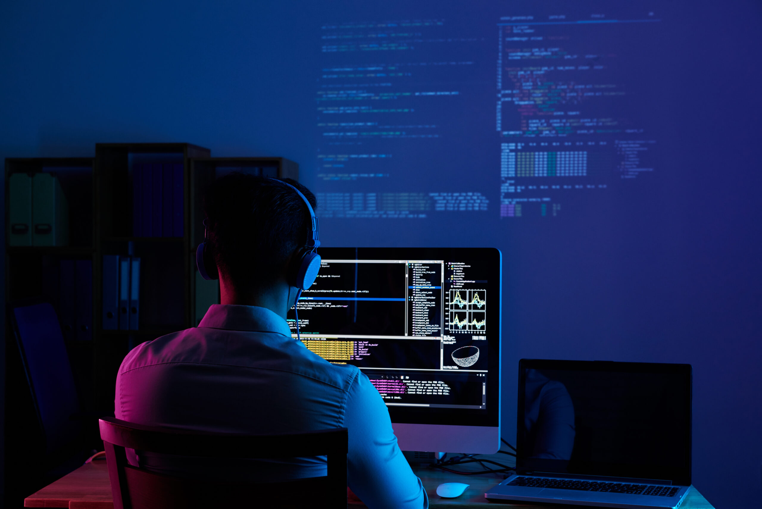 Developer working on code